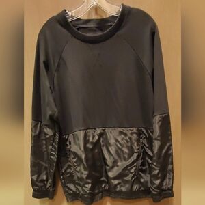 Unisex Black Long Sleeve Sweatshirt with Satin Accents